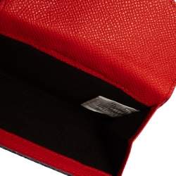 Pre Owned Carolina Herrera Red/Brown Monogram Coated Canvas and Leather Flap Compact Wallet