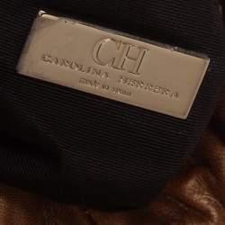 Pre Owned Carolina Herrera Metallic Gold Monogram Leather Bucket Bag