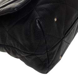 Pre Owned Carolina Herrera Black Embossed Leather Flap Chain Shoulder Bag