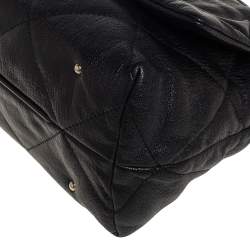 Pre Owned Carolina Herrera Black Embossed Leather Flap Chain Shoulder Bag