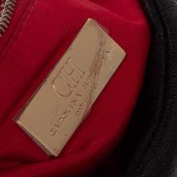 Pre Owned Carolina Herrera Black Embossed Leather Flap Chain Shoulder Bag