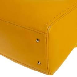 Pre Owned Carolina Herrera Yellow Leather Charm Tote