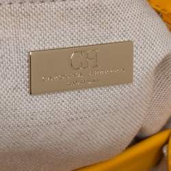 Pre Owned Carolina Herrera Yellow Leather Charm Tote