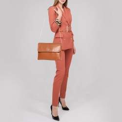 Pre Owned Carolina Herrera Brown Leather Chain Shoulder Bag