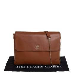 Pre Owned Carolina Herrera Brown Leather Chain Shoulder Bag