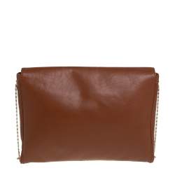 Pre Owned Carolina Herrera Brown Leather Chain Shoulder Bag