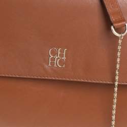 Pre Owned Carolina Herrera Brown Leather Chain Shoulder Bag