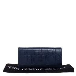 Pre Owned Carolina Herrera Blue Monogram Leather Continental Wallet