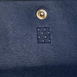 Pre Owned Carolina Herrera Blue Monogram Leather Continental Wallet