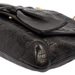 Pre Owned Carolina Herrera Black Monogram Leather Audrey Shoulder Bag
