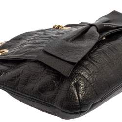 Pre Owned Carolina Herrera Black Monogram Leather Audrey Shoulder Bag