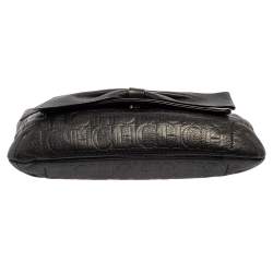 Pre Owned Carolina Herrera Black Monogram Leather Audrey Shoulder Bag