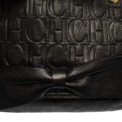 Pre Owned Carolina Herrera Black Monogram Leather Audrey Shoulder Bag