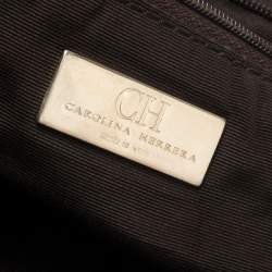 Pre Owned Carolina Herrera Navy Blue Monogram Embossed Leather Chain Shoulder Bag