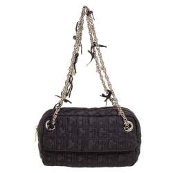 Pre Owned Carolina Herrera Dark Brown Quilted Nylon Chain Shoulder Bag