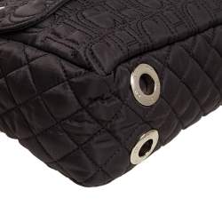 Pre Owned Carolina Herrera Dark Brown Quilted Nylon Chain Shoulder Bag