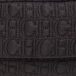 Pre Owned Carolina Herrera Dark Brown Quilted Nylon Chain Shoulder Bag