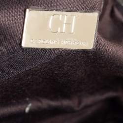 Pre Owned Carolina Herrera Dark Brown Quilted Nylon Chain Shoulder Bag