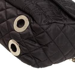 Pre Owned Carolina Herrera Dark Brown Quilted Nylon Chain Shoulder Bag
