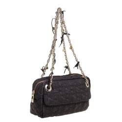 Pre Owned Carolina Herrera Dark Brown Quilted Nylon Chain Shoulder Bag