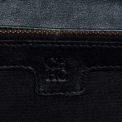 Pre Owned Carolina Herrera Black Quilted Leather Flap Wallet