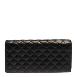 Pre Owned Carolina Herrera Black Quilted Leather Flap Wallet