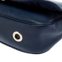 Pre Owned Carolina Herrera Blue Leather New Baltazar Flap Shoulder Bag