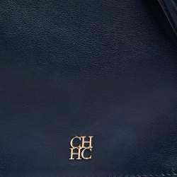 Pre Owned Carolina Herrera Blue Leather New Baltazar Flap Shoulder Bag