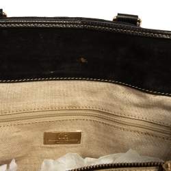 Pre Owned Carolina Herrera Black Monogram Nubuck and Leather Matteo Tote