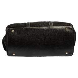 Pre Owned Carolina Herrera Black Monogram Nubuck and Leather Matteo Tote