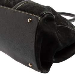 Pre Owned Carolina Herrera Black Monogram Nubuck and Leather Matteo Tote