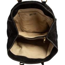 Pre Owned Carolina Herrera Black Monogram Nubuck and Leather Matteo Tote