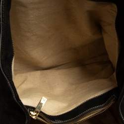 Pre Owned Carolina Herrera Black Monogram Nubuck and Leather Matteo Tote