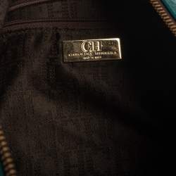 Pre Owned Carolina Herrera Green Leather Zip Hobo