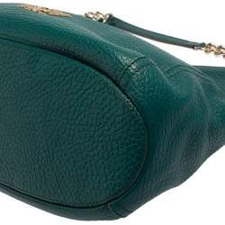 Pre Owned Carolina Herrera Green Leather Zip Hobo