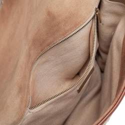 Pre Owned Carolina Herrera Brown Embossed Leather Top Handle Bag