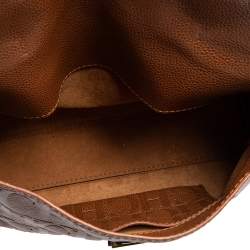 Pre Owned Carolina Herrera Brown Leather Minuetto Top Handle Bag