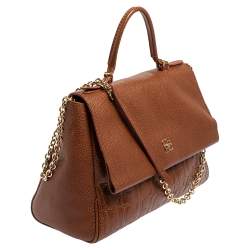 Pre Owned Carolina Herrera Brown Leather Minuetto Top Handle Bag