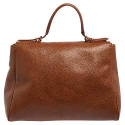 Pre Owned Carolina Herrera Brown Leather Minuetto Top Handle Bag