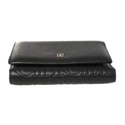 Pre Owned Carolina Herrera Black Leather Trifold Wallet