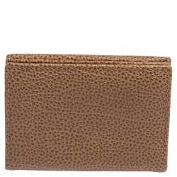 Pre Owned Carolina Herrera Beige Grained Leather Compact Wallet