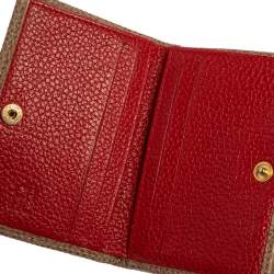 Pre Owned Carolina Herrera Beige Grained Leather Compact Wallet