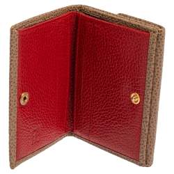 Pre Owned Carolina Herrera Beige Grained Leather Compact Wallet