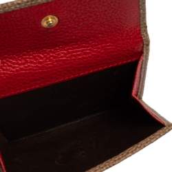 Pre Owned Carolina Herrera Beige Grained Leather Compact Wallet