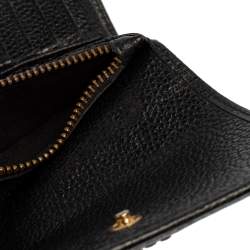 Pre Owned Carolina Herrera Black Grained Leather Trifold Wallet