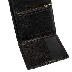 Pre Owned Carolina Herrera Black Grained Leather Trifold Wallet