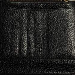 Pre Owned Carolina Herrera Black Grained Leather Trifold Wallet