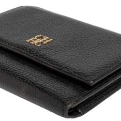 Pre Owned Carolina Herrera Black Grained Leather Trifold Wallet