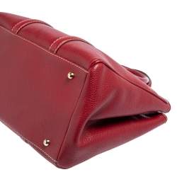 Pre Owned Carolina Herrera Red Grained Leather Matteo Tote