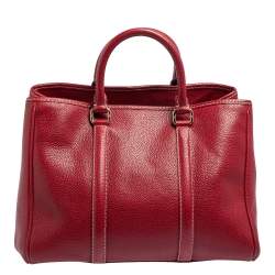Pre Owned Carolina Herrera Red Grained Leather Matteo Tote